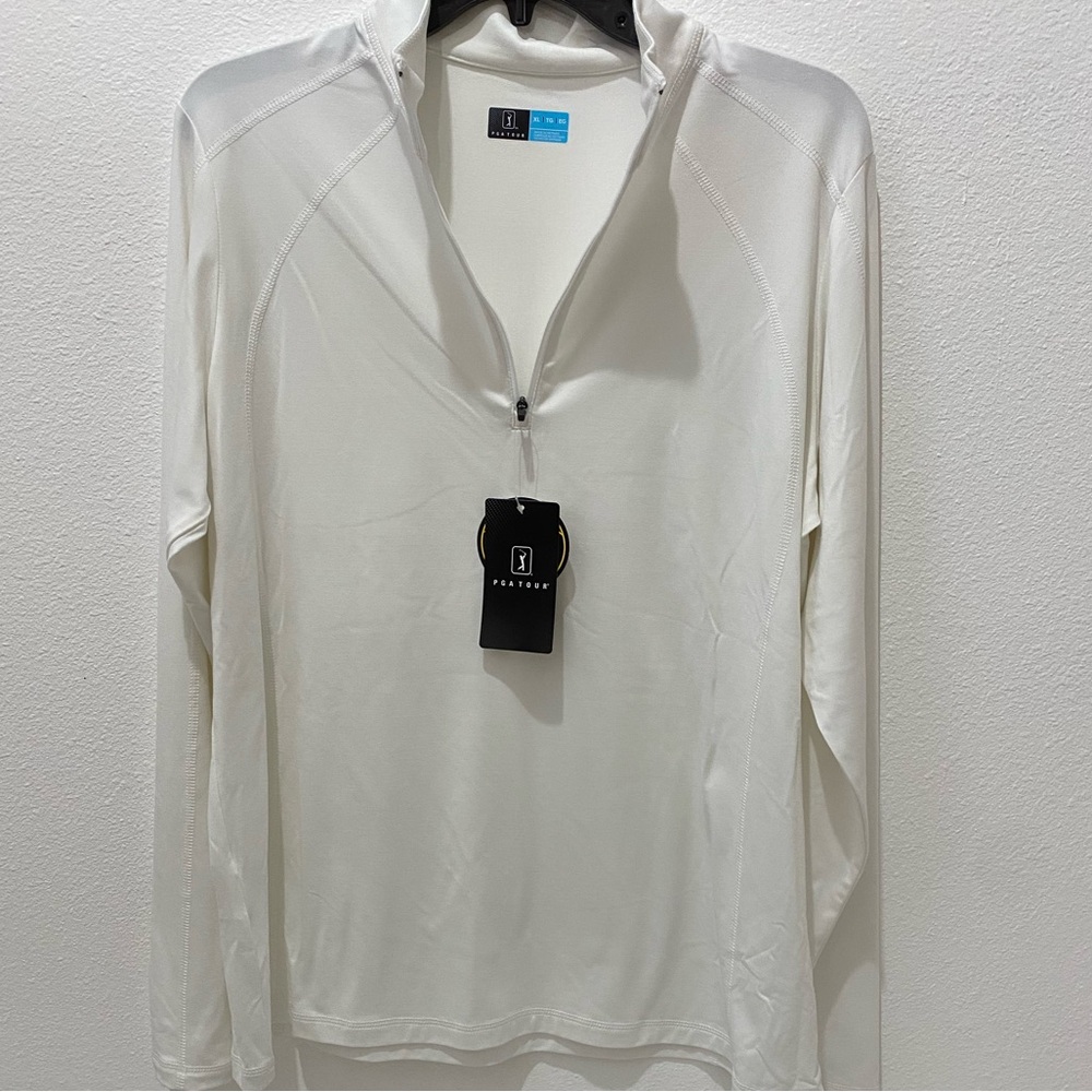 PGA Tour Ladies 1/4 Zip Solid White Long Sleeve Shirt w/ UPF 50 - XLarge - Picture 8 of 8